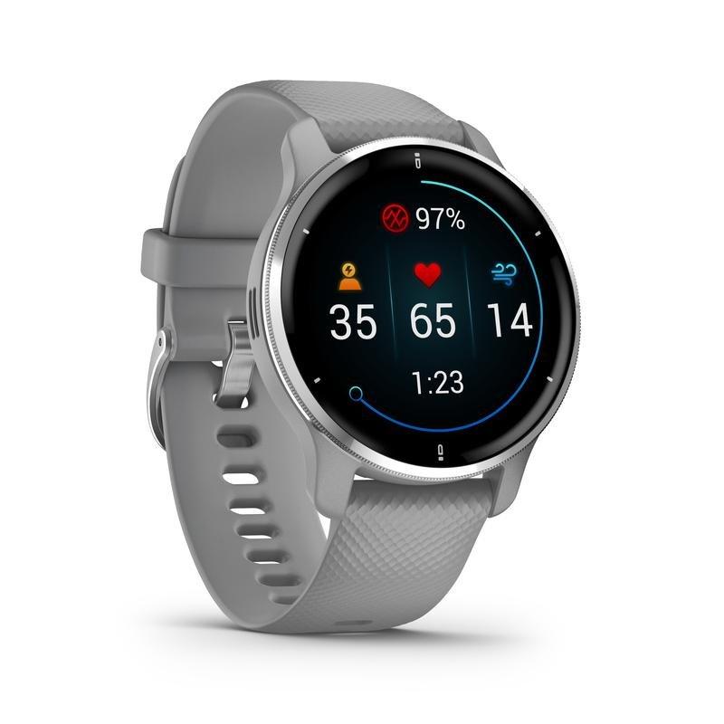 Garmin Venu 2 Plus Silver Stainless Steel Bezel with Powder Grey Case and Silicone Band Smartwatch, , large image number 1