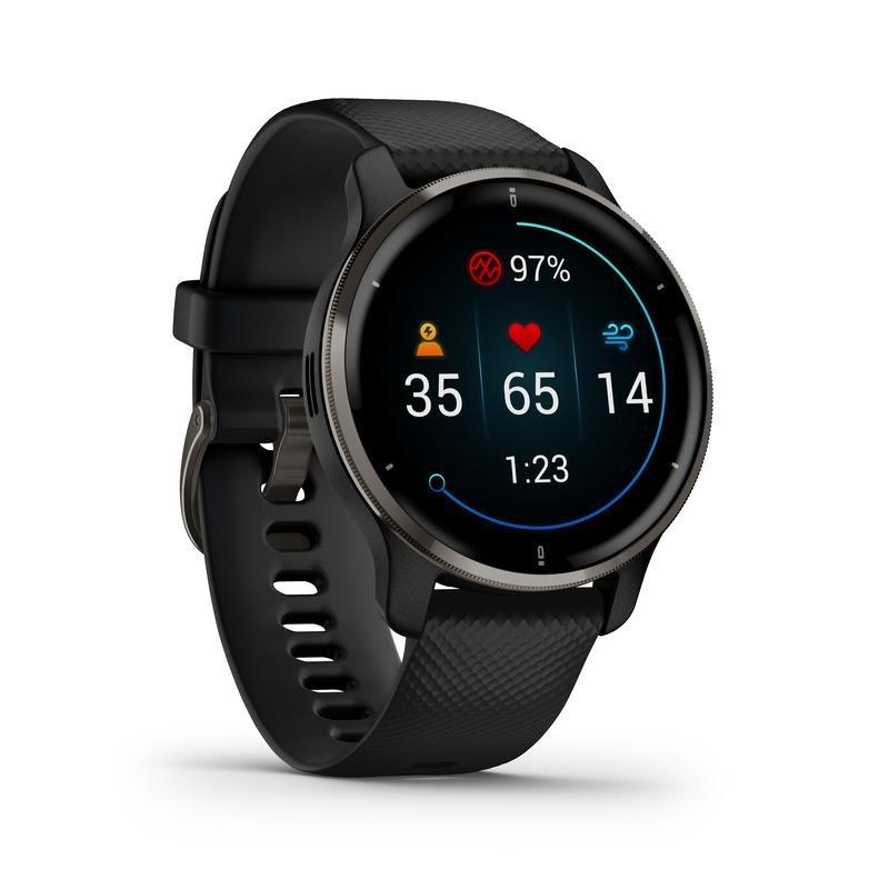 Garmin Venu 2 Plus Slate Stainless Steel Bezel with Black Case and Silicone Band Smartwatch, , large image number 0