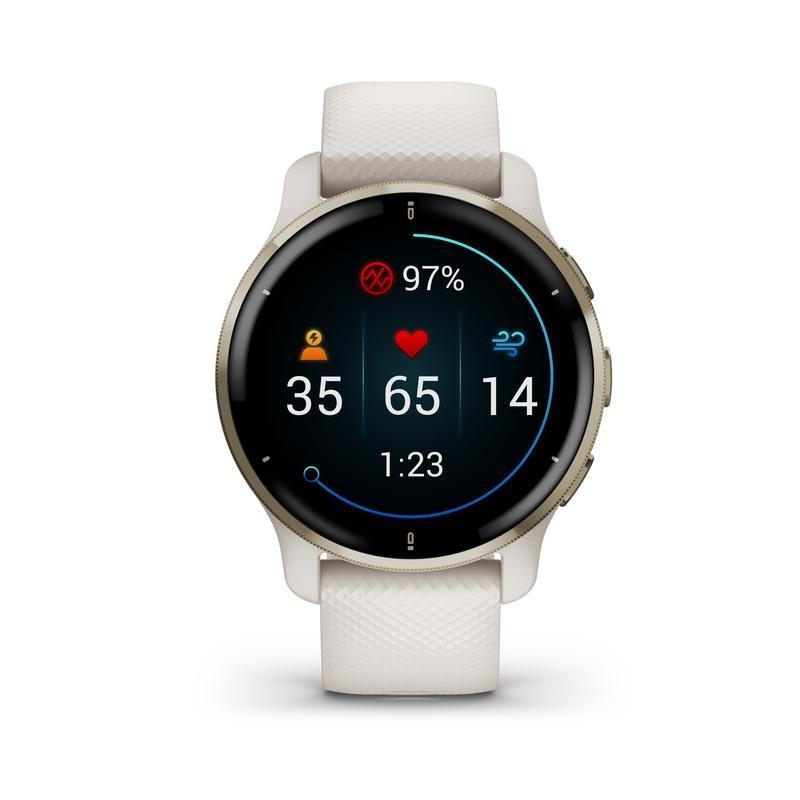 Garmin Venu 2 Plus Cream Gold Stainless Steel Bezel with Ivory Case and Silicone Band Smartwatch, , large image number 0