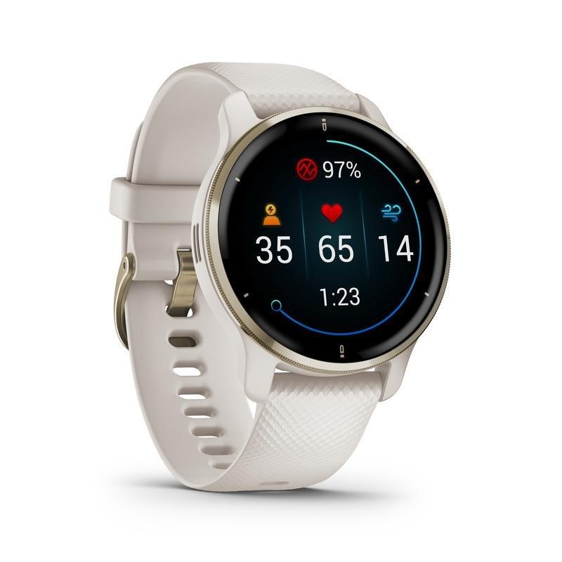 Garmin Venu 2 Plus Cream Gold Stainless Steel Bezel with Ivory Case and Silicone Band Smartwatch, , large image number 1