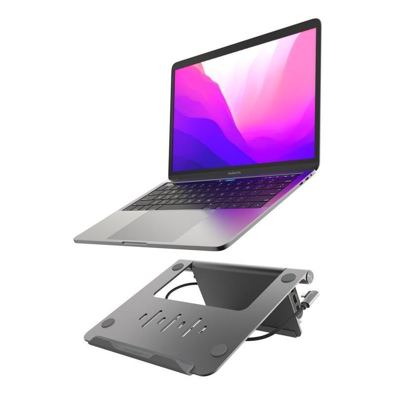 ADAM ELEMENTS - Adam Elements CASA HUB Stand USB-C 5-in-1 Laptop Stand Hub Grey