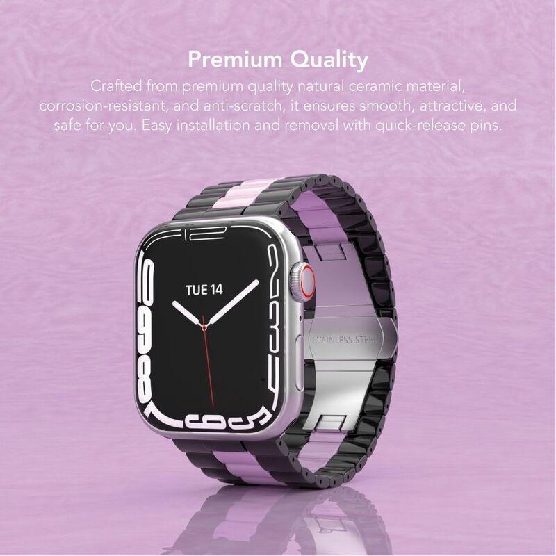 Levelo Enigma Ceramic Watch Strap for Apple Watch 38/40/41mm - Black/Pink, , large image number 1