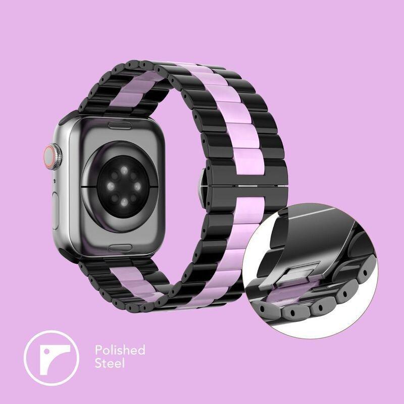 Levelo Enigma Ceramic Watch Strap for Apple Watch 38/40/41mm - Black/Pink, , large image number 2
