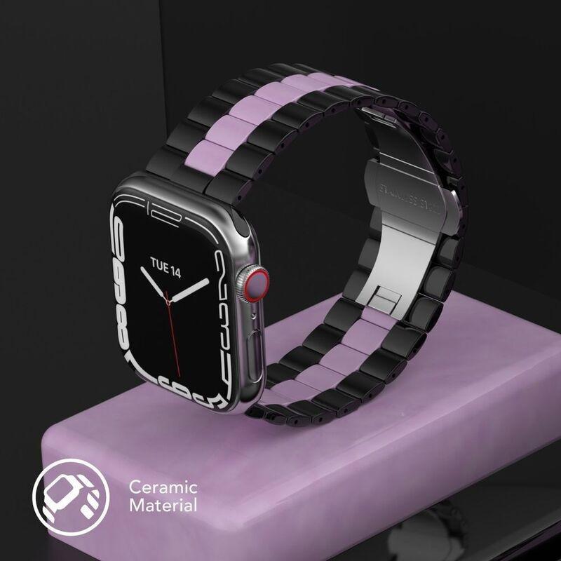 Levelo Enigma Ceramic Watch Strap for Apple Watch 38/40/41mm - Black/Pink, , large image number 3
