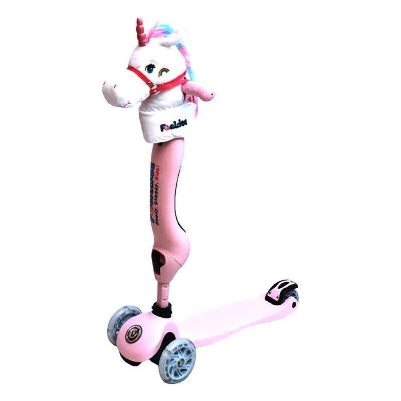 Foaldee 2-in-1 Blush Kick Scooter with Plush Unicorn Head - Pink, , large image number 0