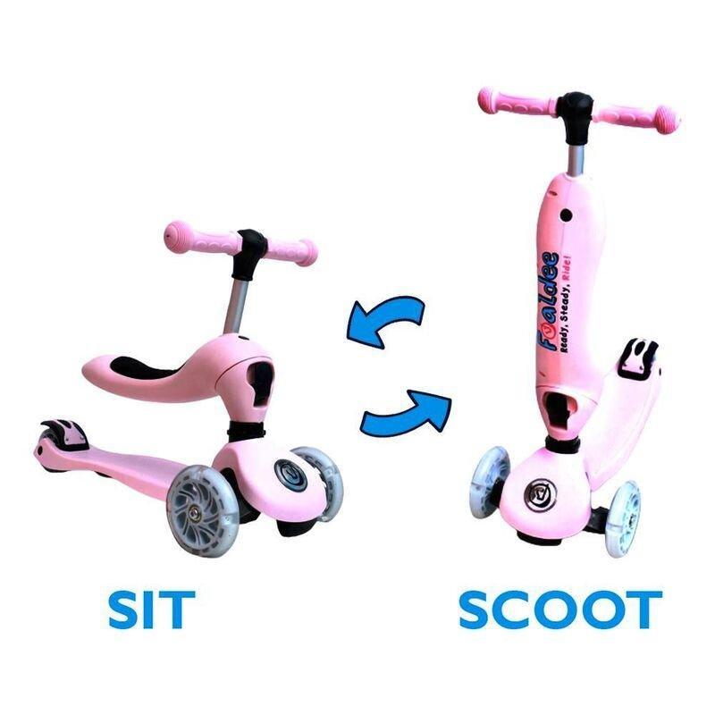Foaldee 2-in-1 Blush Kick Scooter with Plush Unicorn Head - Pink, , large image number 1