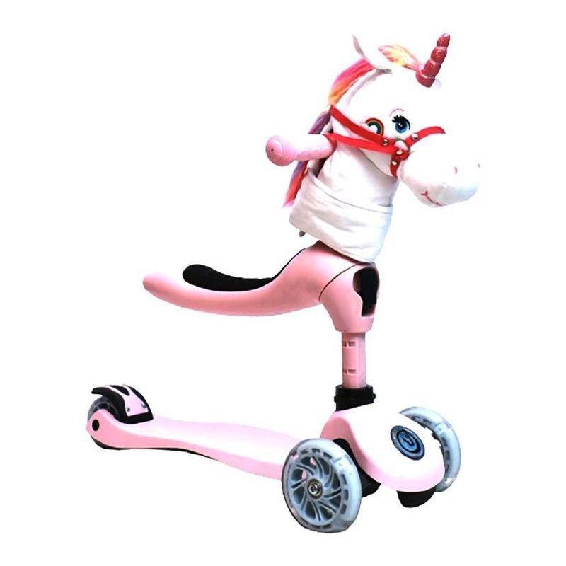 Foaldee 2-in-1 Blush Kick Scooter with Plush Unicorn Head - Pink, , large image number 3