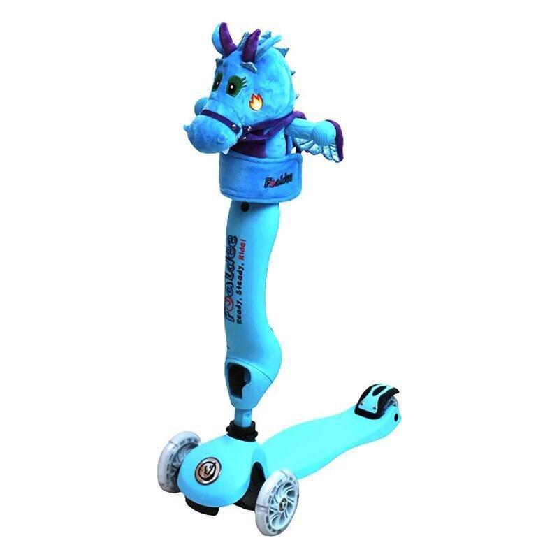 Foaldee 2-in-1 Cool Kick Scooter with Plush Dragon Head - Blue, , large image number 0