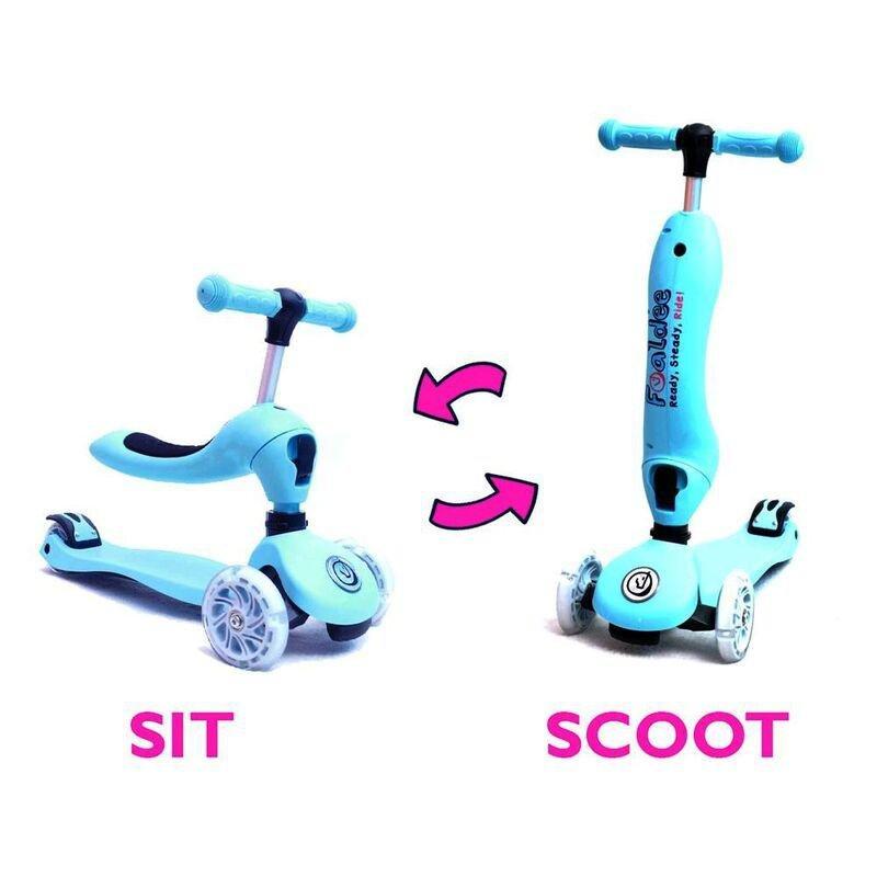 Foaldee 2-in-1 Cool Kick Scooter with Plush Dragon Head - Blue, , large image number 1