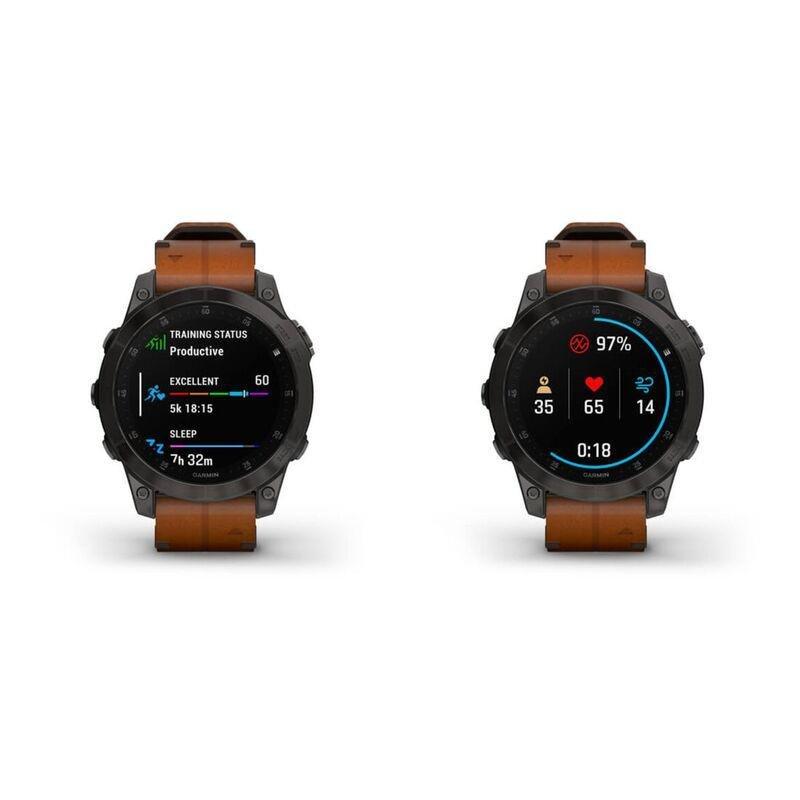 Garmin Epix (Gen 2) Sapphire Black Titanium with Chestnut Leather Band Smartwatch, , large image number 2