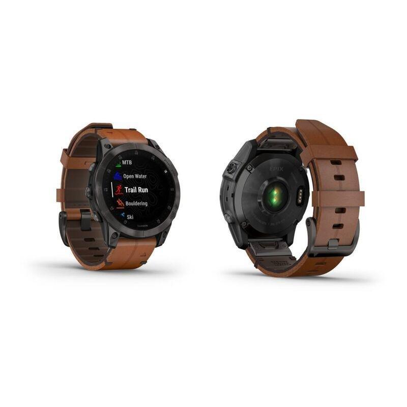 Garmin Epix (Gen 2) Sapphire Black Titanium with Chestnut Leather Band Smartwatch, , large image number 3