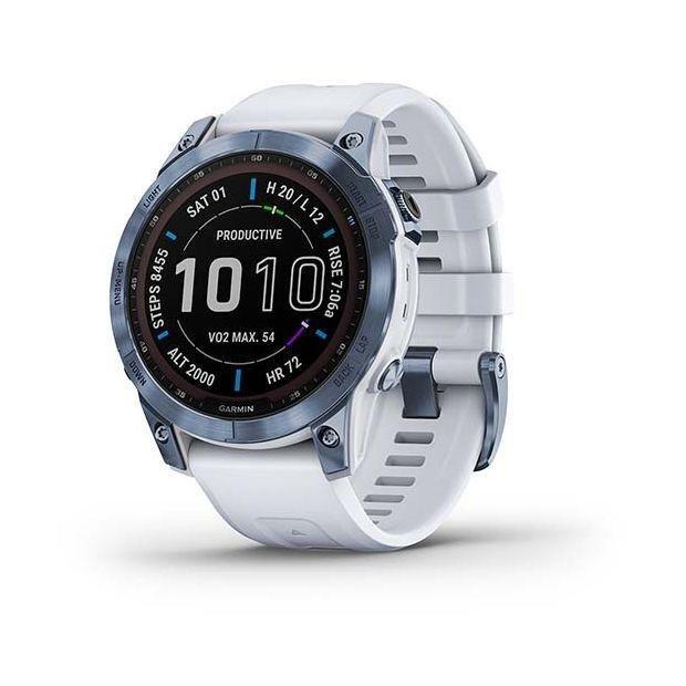 Garmin Fenix 7 Sapphire Solar 47Mm Mineral Blue DLC Titanium with Whitestone Band Smartwatch, , large image number 0