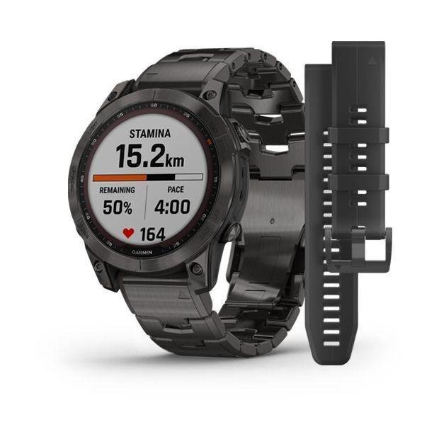 Garmin Fenix 7 Sapphire Solar 47Mm Carbon Grey DLC Titaium with Carbon Grey DLC Vented Titanium Band Smartwatch, , large image number 0