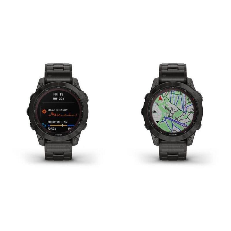  Garmin Fenix 7X Sapphire Solar, with Solar Charging  Capabilities, with GPS, Touchscreen, Carbon Gray DLC Titanium with Black  Band & HRM-Pro, Premium Heart Rate Monitor Chest Strap, Black : Electronics