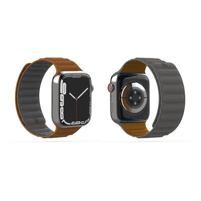 BAYKRON Premium Soft Touch Silicone Magnetic Band Saddle Brown and Steel Grey for Apple Watch 38/40/41 mm, , large image number 1