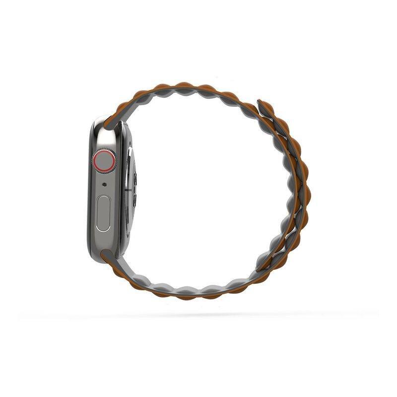 BAYKRON Premium Soft Touch Silicone Magnetic Band Saddle Brown and Steel Grey for Apple Watch 38/40/41 mm, , large image number 2