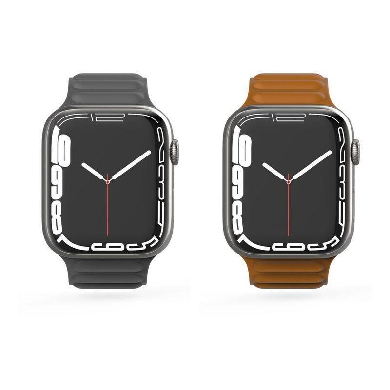 BAYKRON Premium Soft Touch Silicone Magnetic Band Saddle Brown and Steel Grey for Apple Watch 38/40/41 mm, , large image number 4