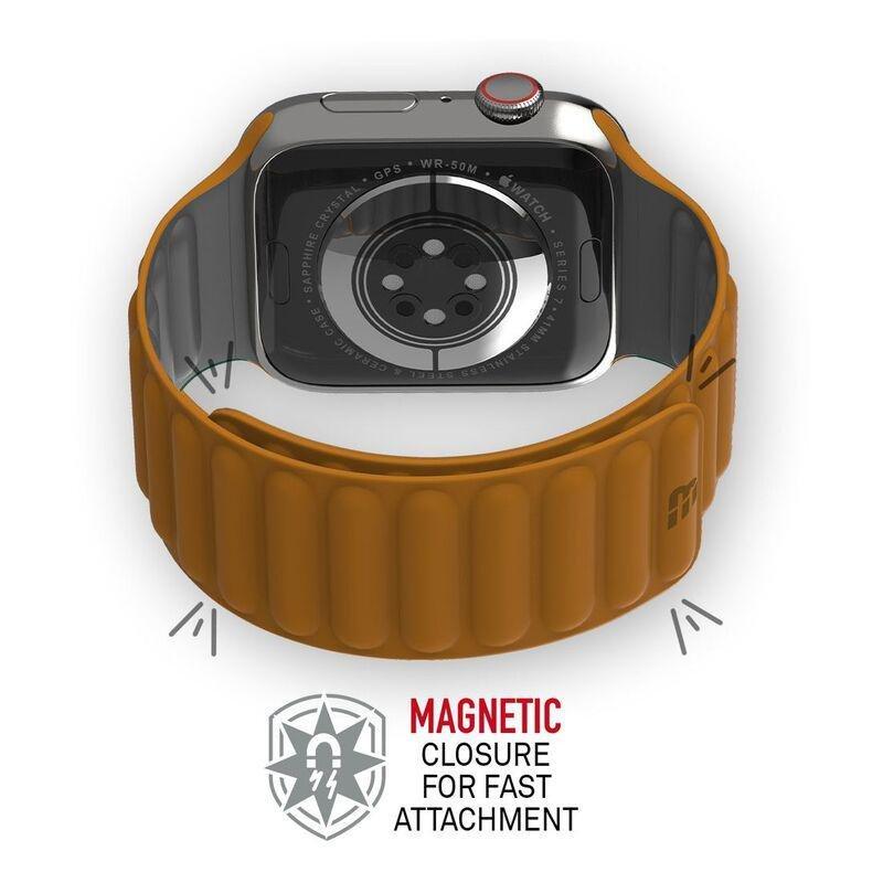 BAYKRON Premium Soft Touch Silicone Magnetic Band Saddle Brown and Steel Grey for Apple Watch 38/40/41 mm, , large image number 5