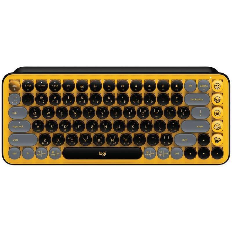 Logitech Pop Keys Wireless Mechanical Keyboard With Customizable Emoji Keys Blast Yellow - (Arabic/English), , large image number 1