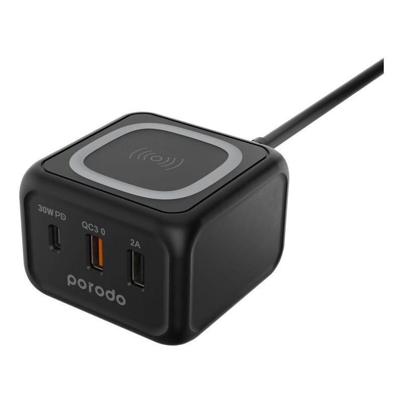 Porodo 3-Port Fast Wireless Charger 15W PD 30W Black, , large image number 1