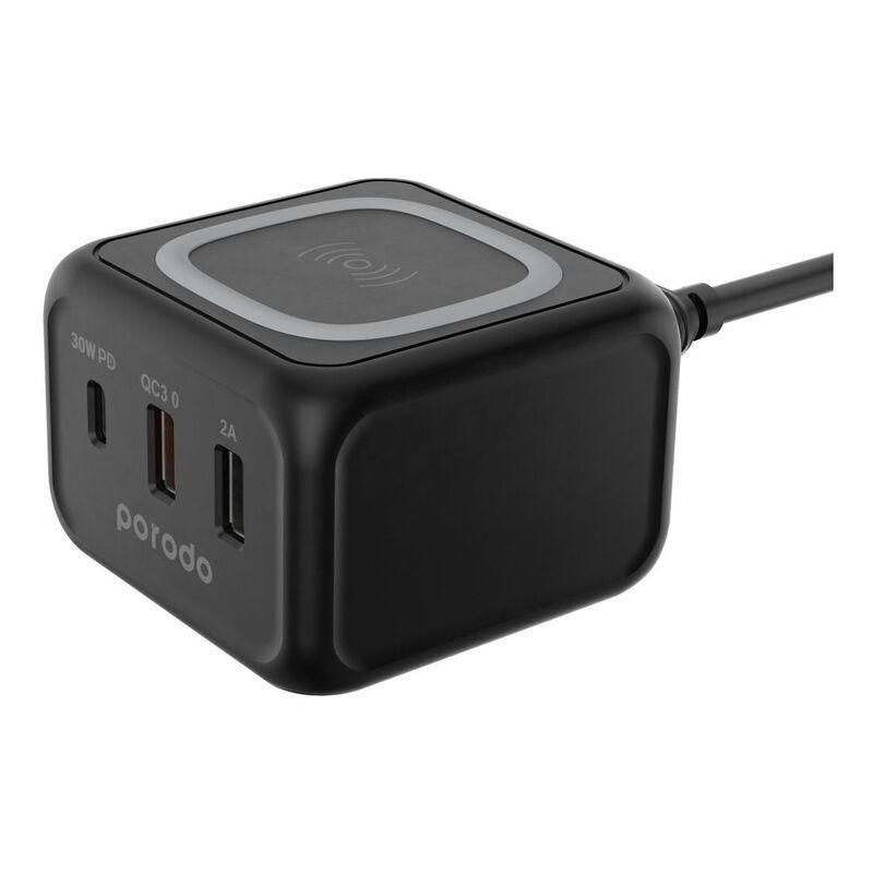 Porodo 3-Port Fast Wireless Charger 15W PD 30W Black, , large image number 2