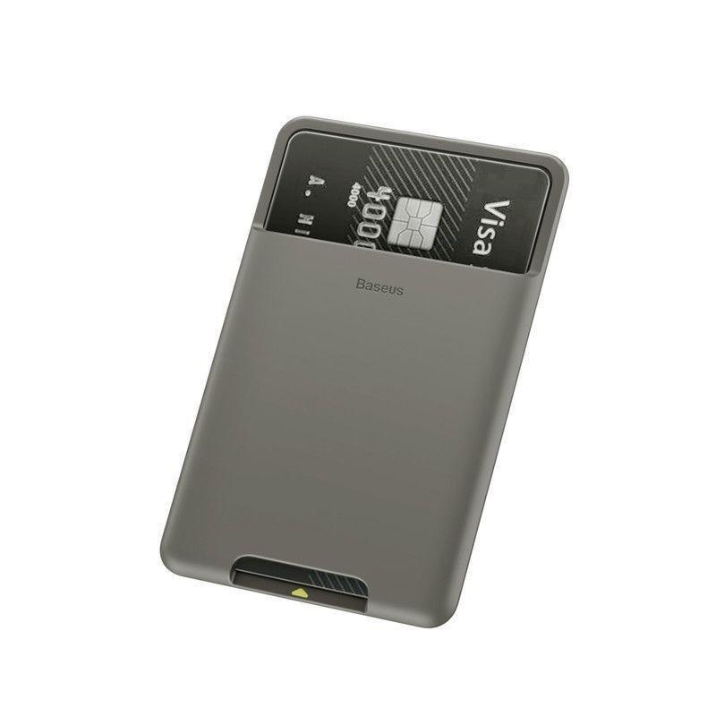 BASEUS - Baseus Back Stick Silicone Card Bag - Dark grey