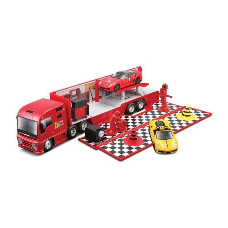 BBurago Race & Play Ferrari Racing Hauler with 1 Car 1.43 Scale Die-Cast Model, , medium