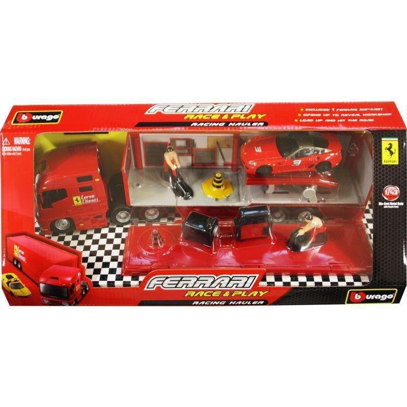 BBurago Race & Play Ferrari Racing Hauler with 1 Car 1.43 Scale Die-Cast Model, , large image number 1