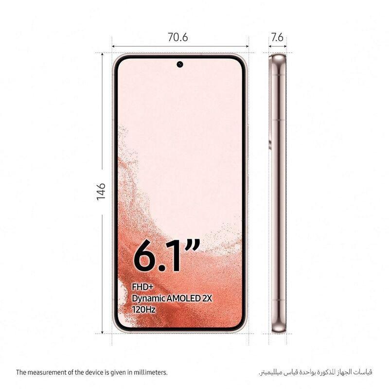 Samsung Galaxy S22 5G Smartphone 128GB/8GB/Dual SIM + eSIM - Pink Gold, , large image number 3