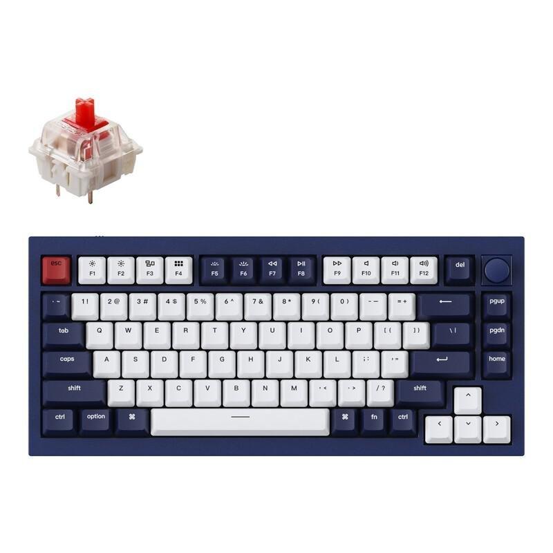 Keychron Q1 QMK Custom Mechanical RGB Keyboard Fully Assembled Knob version With Hot-swappable Sockets/Gateron G Pro Red Switches - Navy Blue, , large image number 0