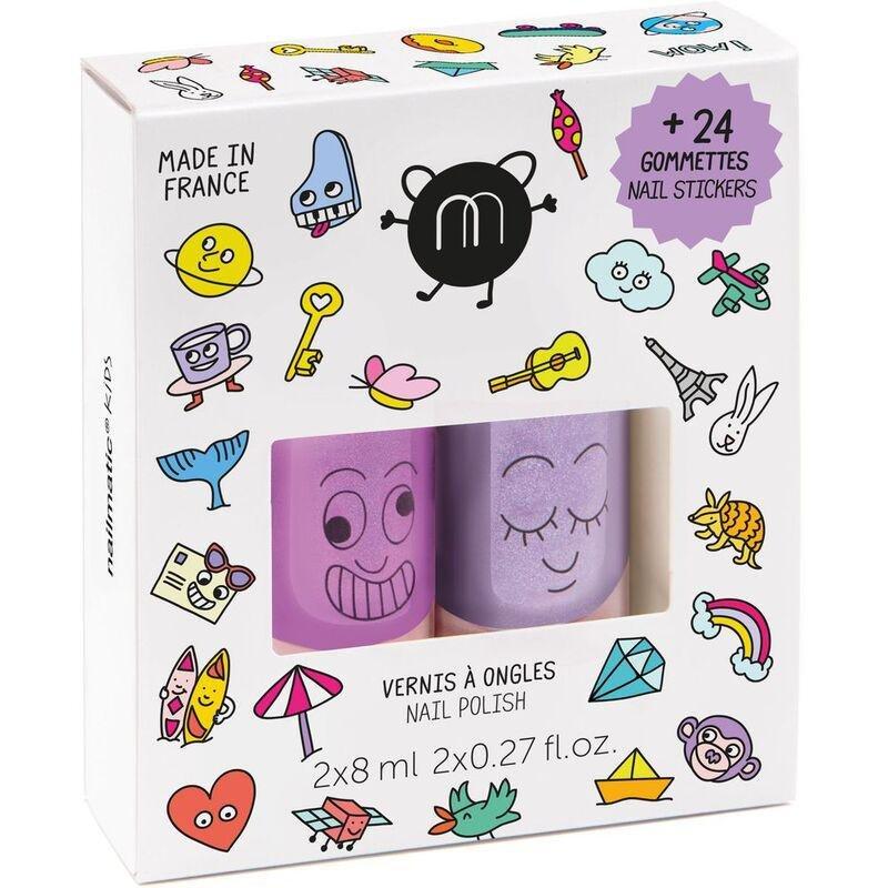 Nailmatic Kids Nail Polish & Nail Stickers - Wow (2 Nail Polish & 24 Stickers), , large image number 0