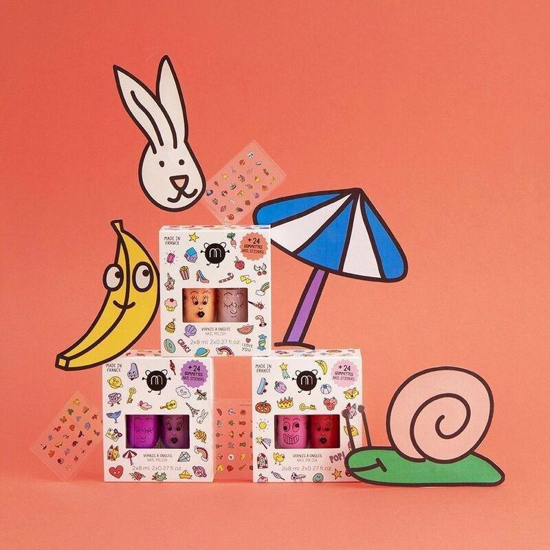 Nailmatic Kids Nail Polish & Nail Stickers - Wow (2 Nail Polish & 24 Stickers), , large image number 1