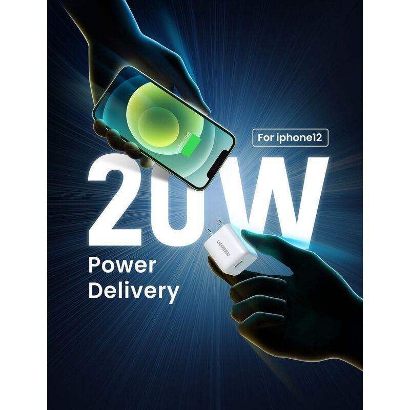 UGreen 20W PD USB-C Fast Charger UK - White, , large image number 2