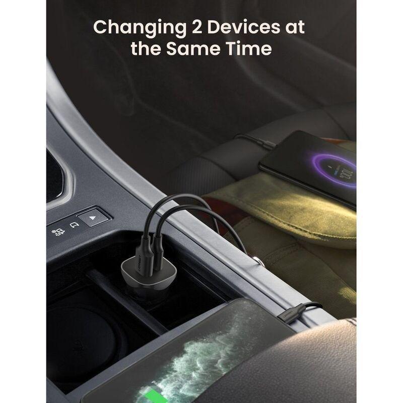 UGreen Dual USB-C + USB-A QC 24W Aluminum Case Fast Car Charger, , medium
