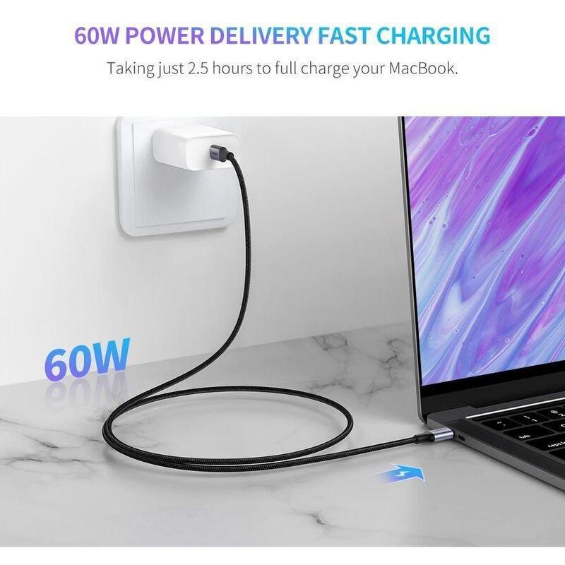 UGreen USB-C to USB-C Cable Nylon Braided 3A PD 60W Fast Charging 2M - Black, , large image number 5