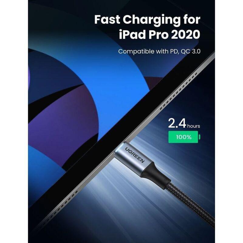 UGreen USB-C to USB-C Cable Nylon Braided 5A PD 100W Fast Charging 2M - Black, , large image number 3