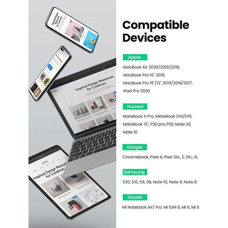 UGreen USB-C to USB-C Cable Nylon Braided 5A PD 100W Fast Charging 2M - Black, , large image number 6