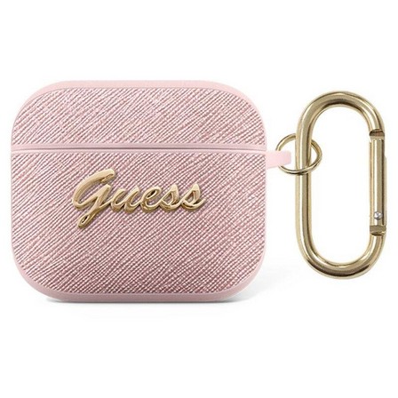 GUESS - Guess PU Saffiano Case with Script Metal Logo for AirPods 3 - Pink
