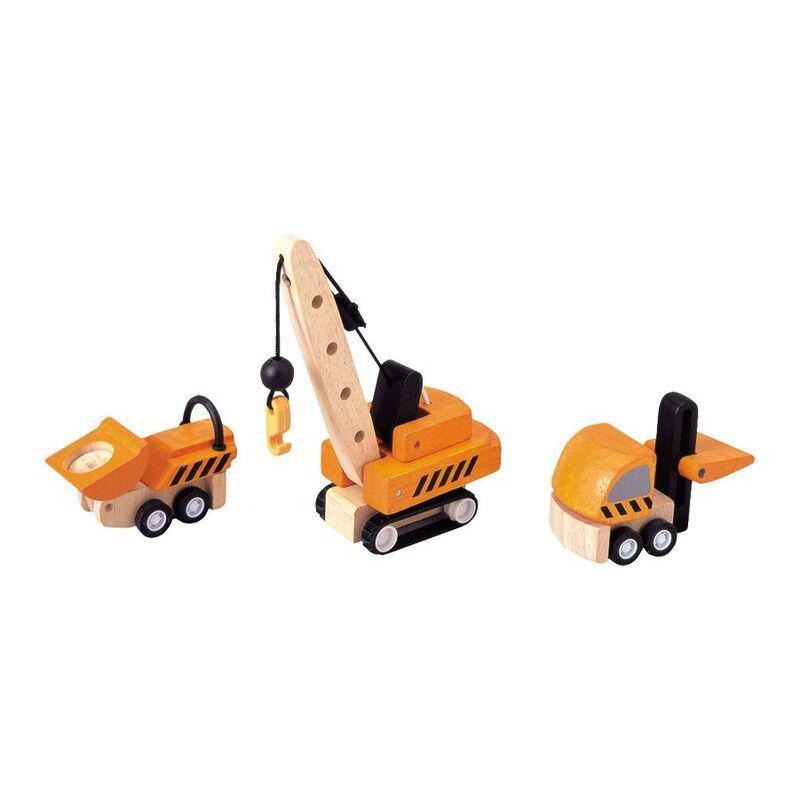 Plan Toys Construction Vehicles Wooden Set, , large image number 0