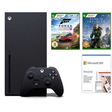 MICROSOFT - Microsoft Xbox Series X 1TB Console + Forza 5 + Halo Infinite + Microsoft 365 Personal (1 Year) (Bundle)