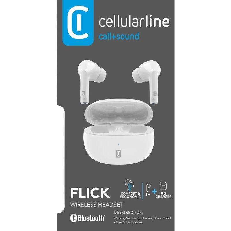 Cellularline Flick True Wireless Earphones - White, , large image number 4