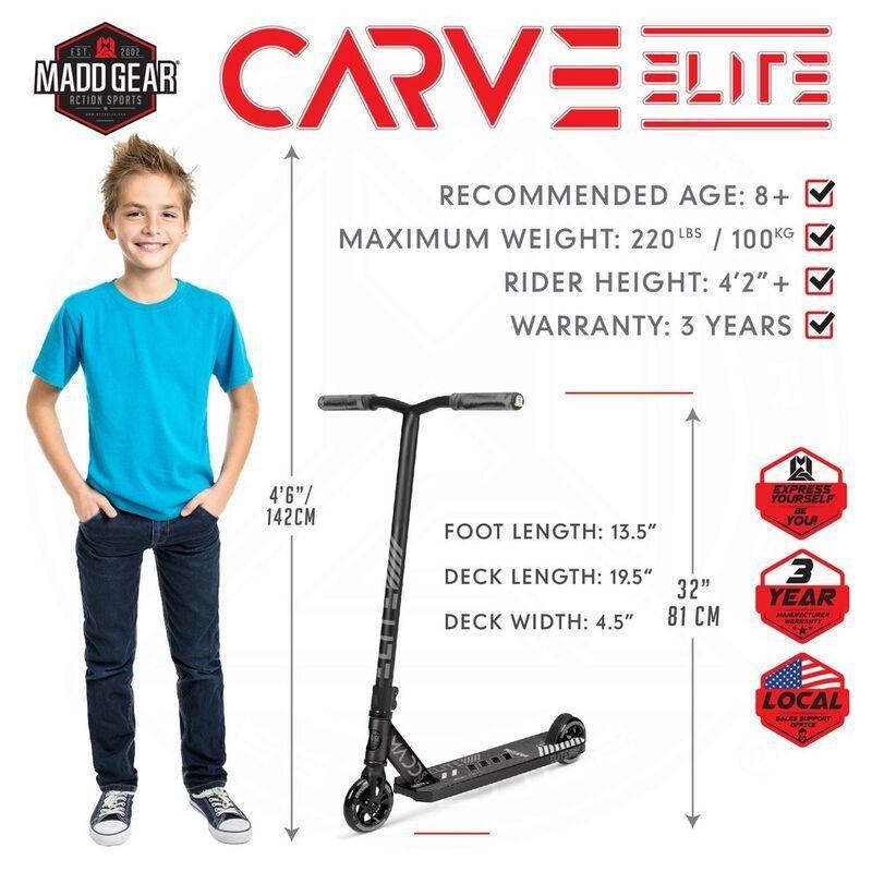 Madd Gear Carve Elite Stunt Scooter Black/Grey, , large image number 2