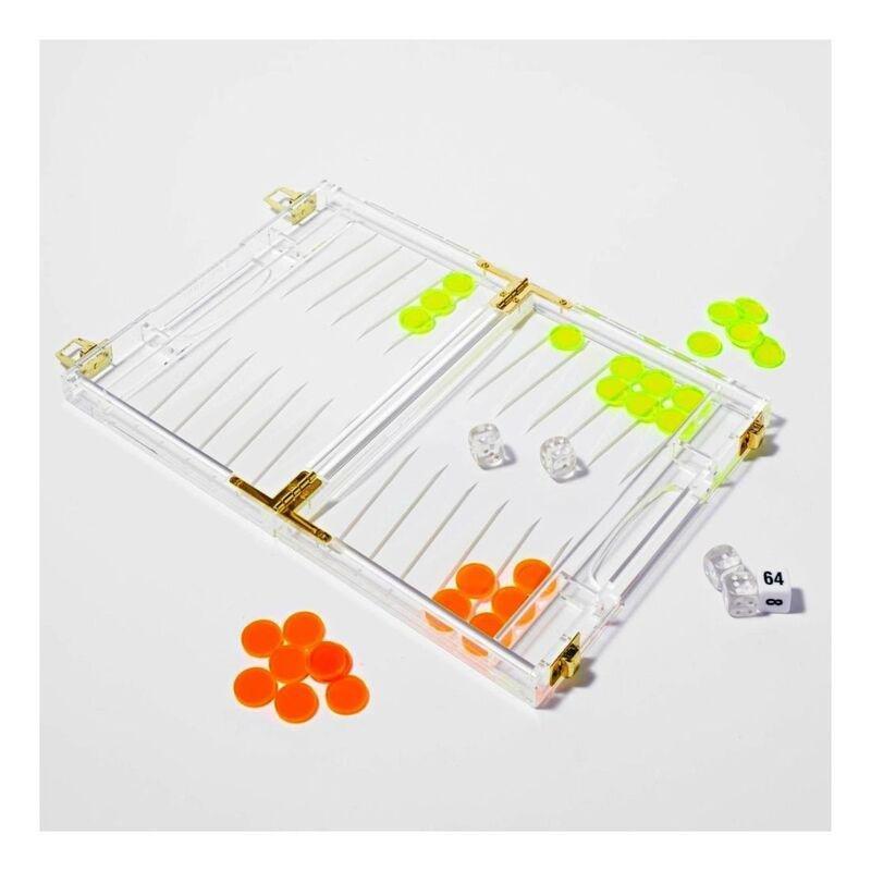 Sunnylife Lucite Games Mini Backgammon Neon, , large image number 0