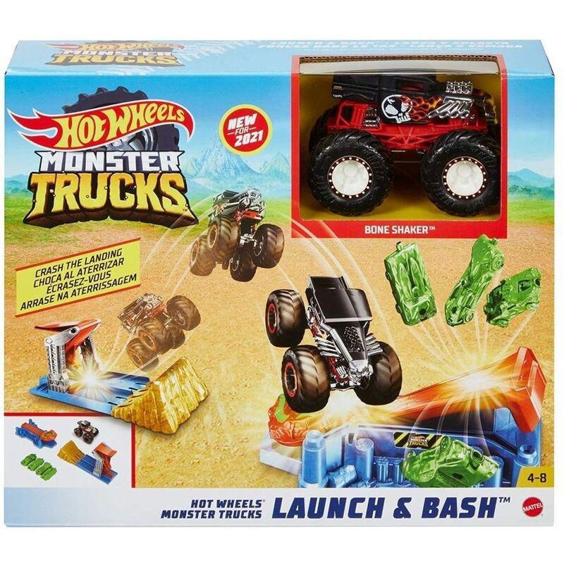 Hot Wheels Monster Trucks Launch And Bash Playset Gvk08, , large image number 0