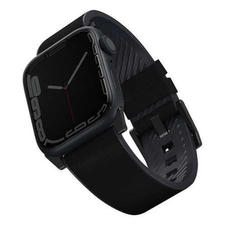 UNIQ - UNIQ Straden Waterproof Leather Hybrid Apple Watch Strap 45/44/42mm - Midnight Black