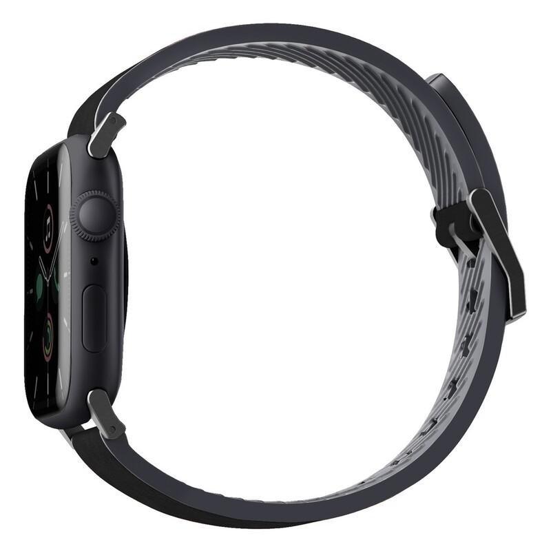 UNIQ Straden Waterproof Leather Hybrid Apple Watch Strap 45/44/42mm - Midnight Black, , large image number 1