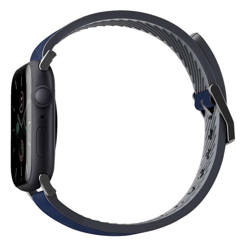 UNIQ - UNIQ Straden Waterproof Leather Hybrid Apple Watch Strap 45/44/42mm - Prussian Blue