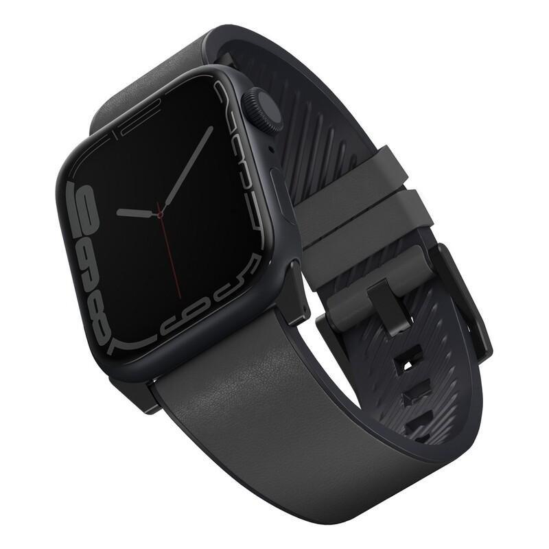 UNIQ Straden Waterproof Leather Hybrid Apple Watch Strap 45/44/42mm - Rhino Grey, , large image number 0