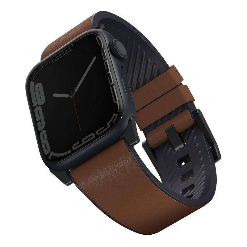 UNIQ Straden Waterproof Leather Hybrid Apple Watch Strap 45/44/42mm - Toffee Brown, , large image number 0