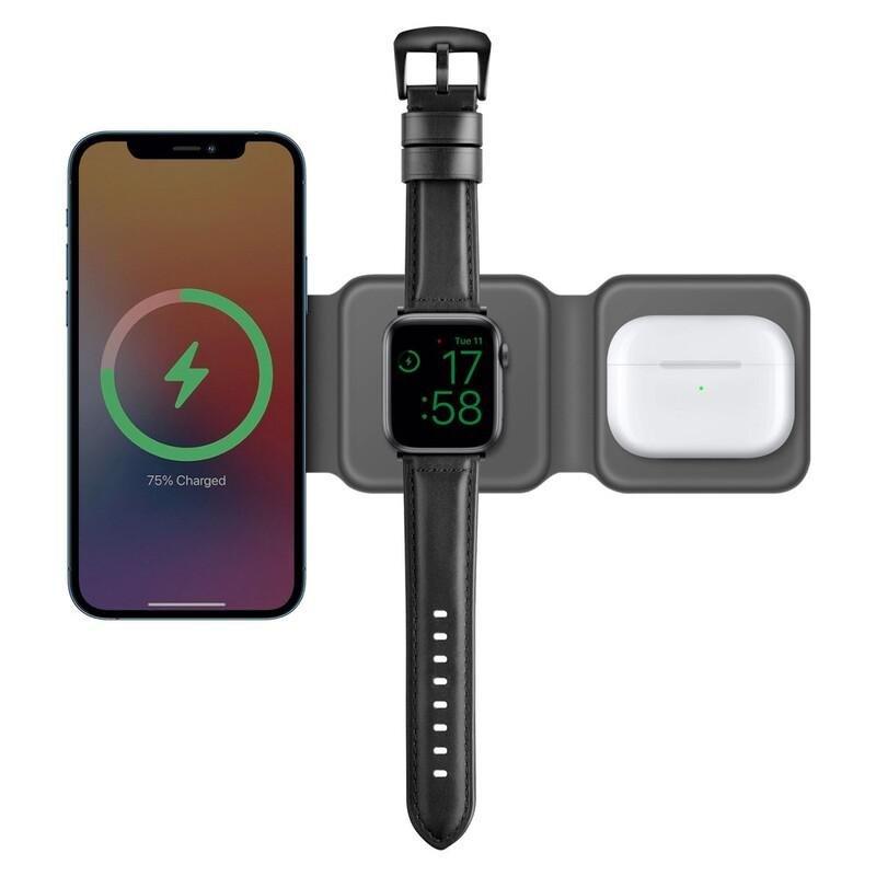 Bazic Gomag Trio 3-in-1 Foldable Magnetic Wireless Charger 15W iPhone/Watch/Airpods - Grey, , large